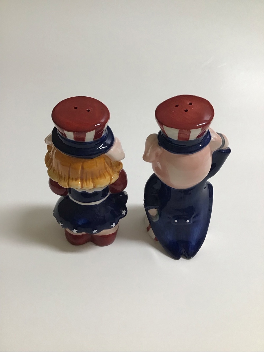 Patriotic Pigs Salt & Pepper Shakers Uncle Sam Americana USA Ceramic 4th of July - Picture 12 of 14